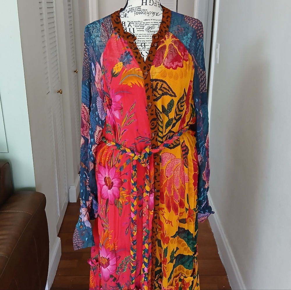 FARM RIO‎ Mixed Prints Button Down Maxi Dress In Mix Print - Picture 5 of 11